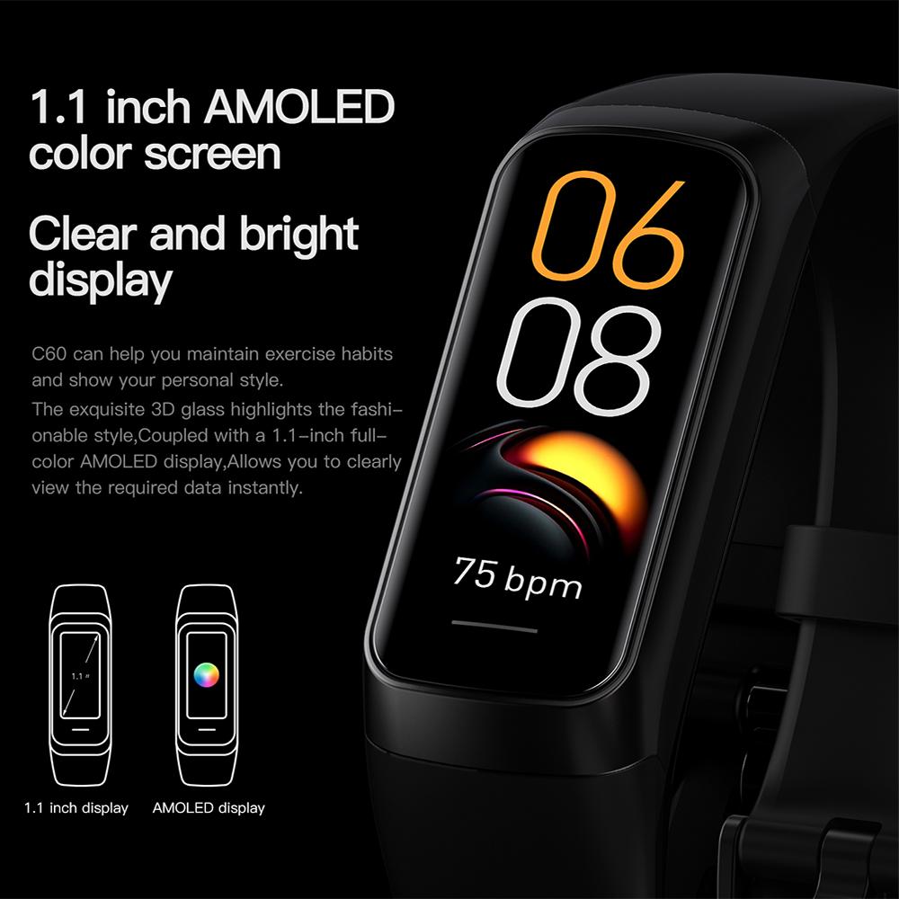 1.1'' Amoled Smartwatch Körpertemperaturmonitor Fitnessuhr Sport Wasserdicht Herren Smartwatch Armband Für Frauen Ios Android