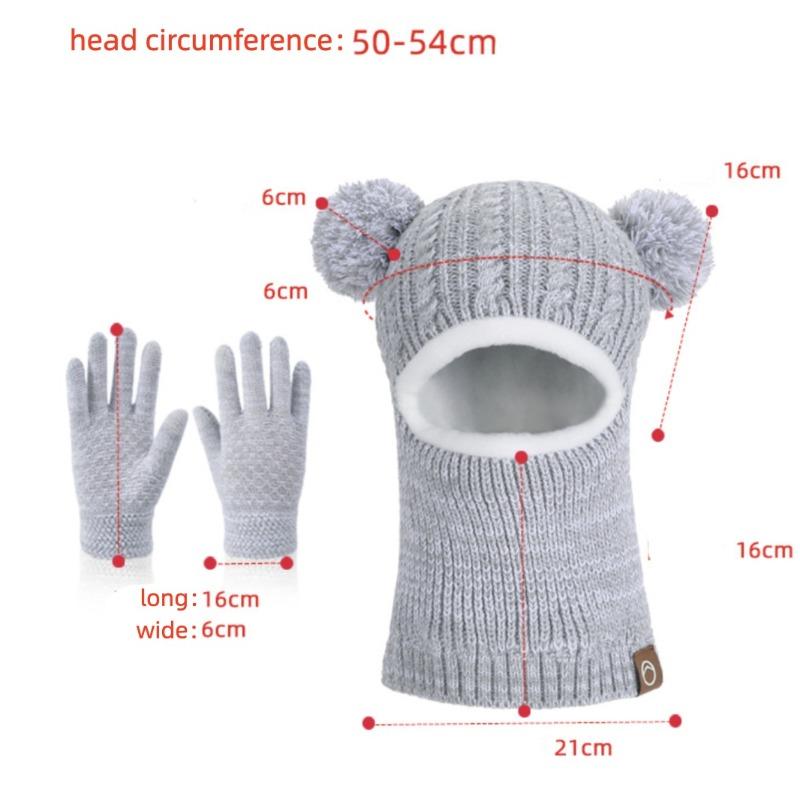 Winter Baby and Baby Warm Knitted Woolen Hat, Children's Hat, Integrated Scarf, Thick Velvet Ear Protector, Headband Cap