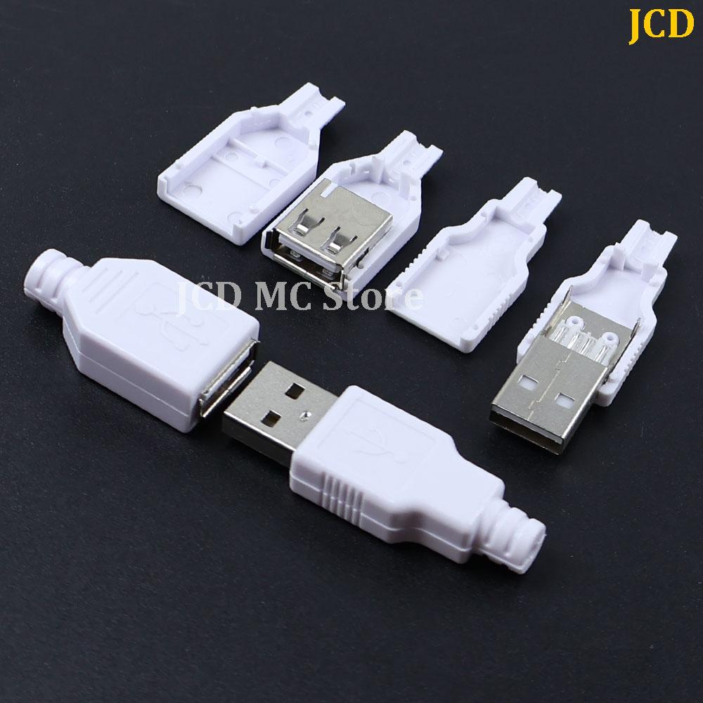 10-50Pcs USB Type A 4Pin Connector Male Female Socket With Black White Plastic Cover USB 2.0 Type-A 4 Pin Soldering DIY Kits