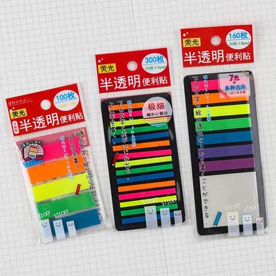 1 pz Memo Adesivo Traslucido a Colori PET Blocco Note Fluorescenti Adesivo Planner Diario Adesivi Indice Post