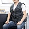 Spring Autumn Men Vest Multiple Pockets Solid Color Streetwear Plus Size Loose V Neck Sleeveless Outerwear Waistcoat for Fishing