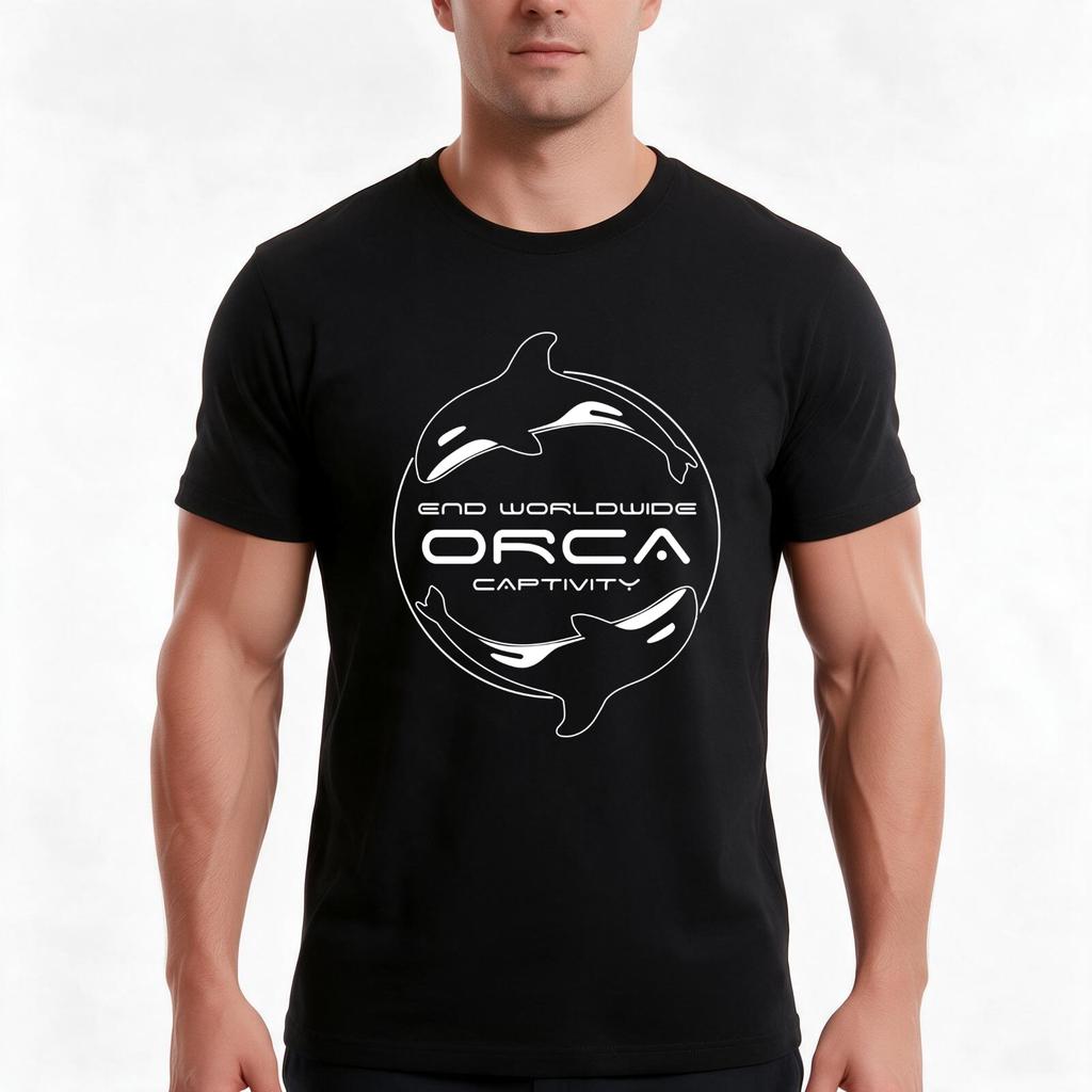 End Worldwide Orca Captivity TShirt Summer Casual Cotton Tee Oversized Streetwear Tops Vintage Graphic Print Cotton