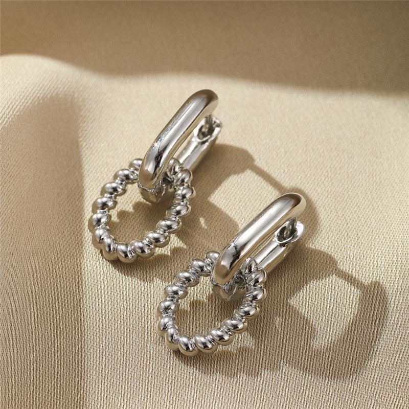 Quadratische Ohrringe Goldfarben Geometrische Quadratische Creolen Für Damen Huggie Punk Hip-Hop Metall Rund Kreis Trendig