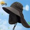 Summer Sun Hat with Face Guard Neck Flap Adjustable Chin Strap Breathable UV Protection Men Women Outdoor Climbing Hiking Fishing Travel Wide Brim