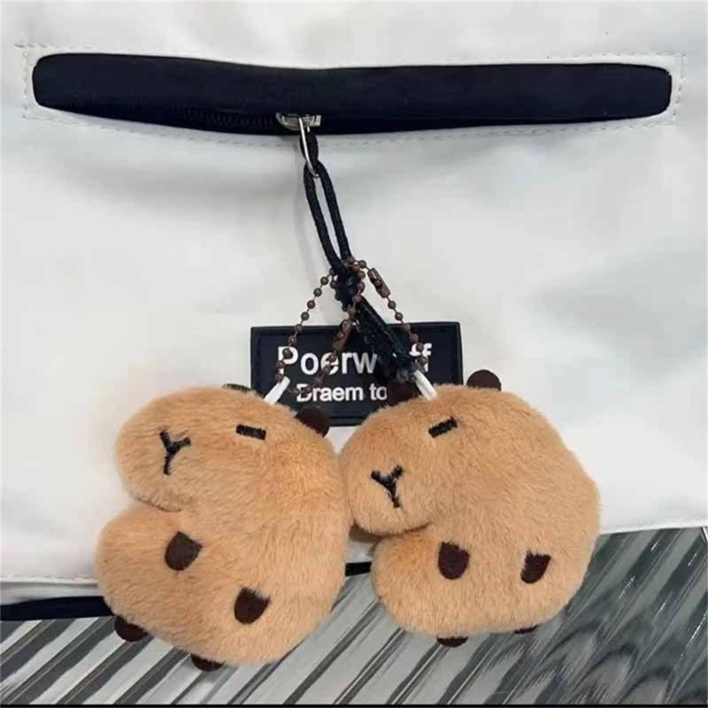 Cartoon Capybara Plush Keychain With Squeaky Sound Bag Pendant Soft Practical Decoration Accesories For Bags And Keys