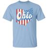Ohio US Flag Unisex T-Shirt American Patriotic OH State Tee White Ash Blue