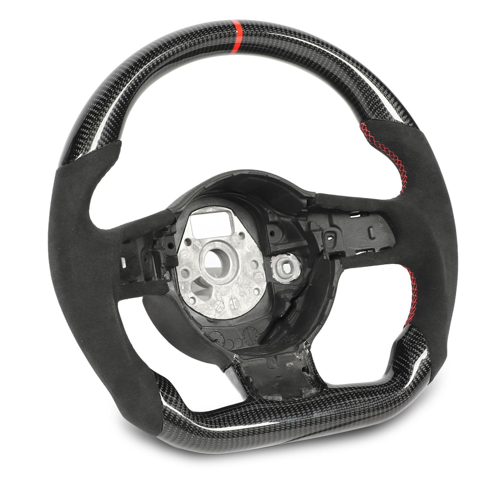 

Изготовленный на заказ руль из углеродного волокна с красной замшевой строчкой, подходит для TT TTRS 8J MK2 R8 MK1 2007–2015 гг.