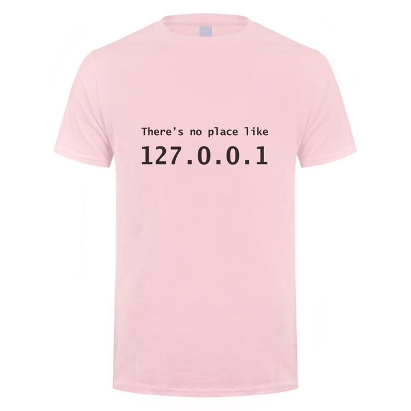 Funny IP Address T Shirt Men Summer Short Sleeve Cotton There's No Place Like 127.0.0.1 Computer Geek Comedy Tshirt Tops OT-852