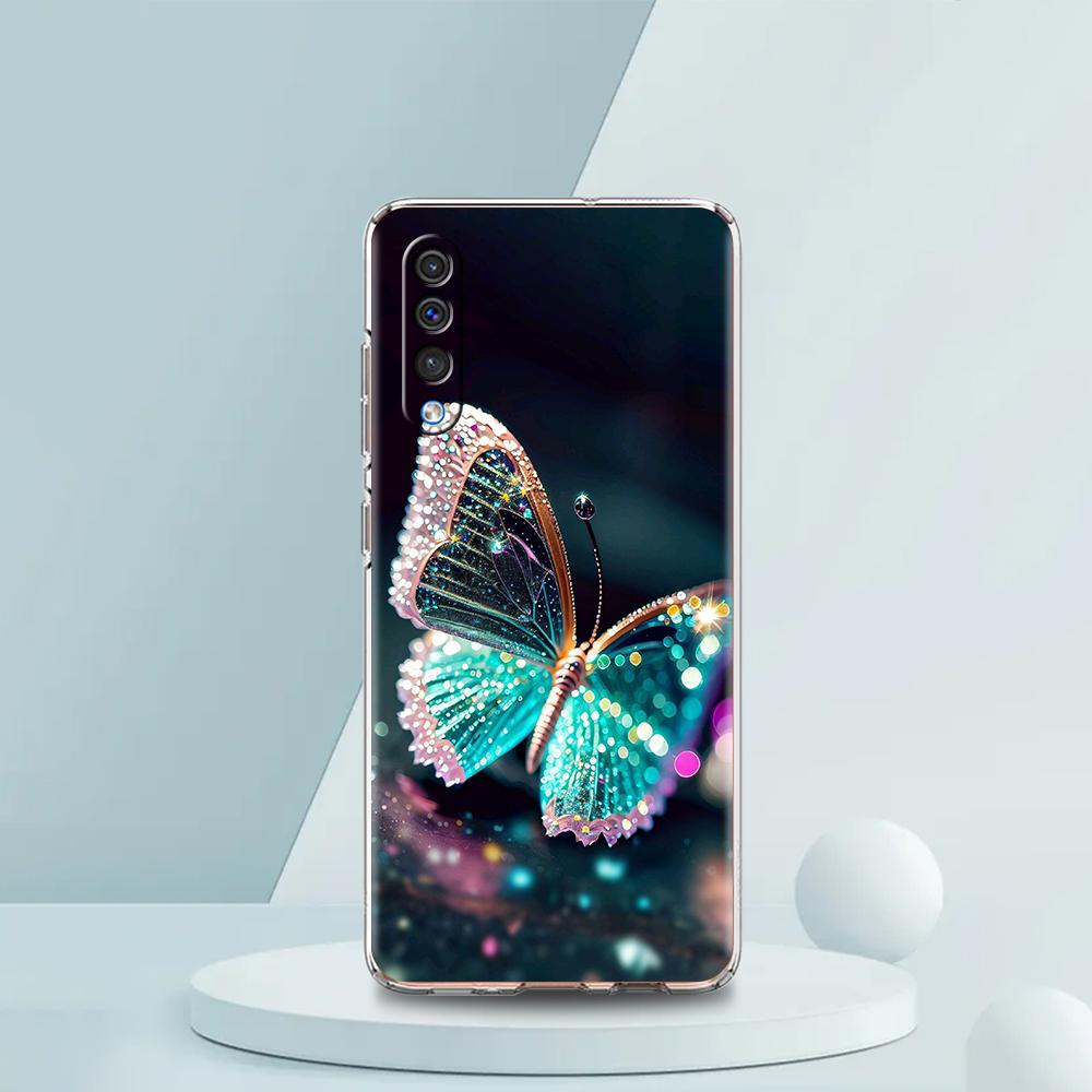 Luxury Butterfly Glitter Clear Transparent Phone Case for Samsung Galaxy A16 A14 A12 A22 A24 A42 A02 A03S A06 A20 A30 A40 Cover