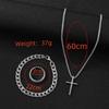 3pcs/set Punk Black Cross Pendant Necklace Thick Chain Bracelet Ring Fashion Zircon Sets Men for Autumn