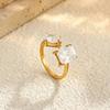 Salircon 5 Styles Exquisite Luxury Stainless Steel Zircon PVD18K Gold Color Plated Open Rings Women Fashion Jewelry Waterproof