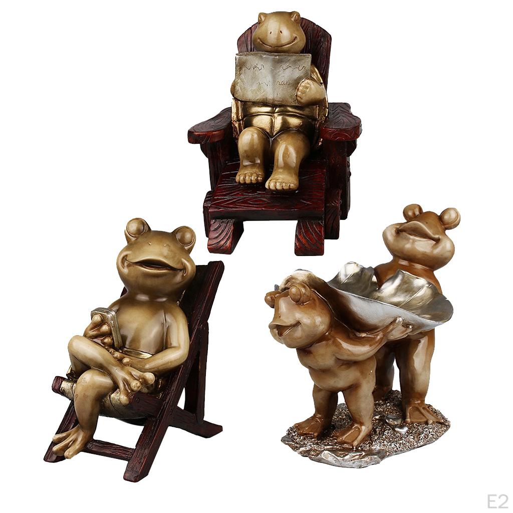 3 Animal Frog Figurine Tabletop Centerpieces Furnishing Articles