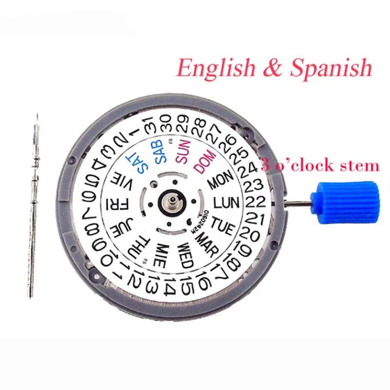 

Високоякісний 24 Jewels NH36A механічний автоматичний механізм білий/чорний англійська іспанська день тиждень змінні годинники аксесуари 3 crown white A