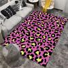 Rainbow Gradient Leopard Print Carpet with Bold Black SpotsVibrant Decorative  Suitable for use as an anti-slip    for    room and bedroom sofas