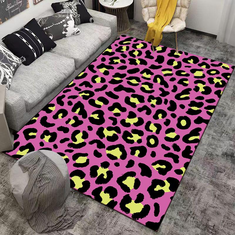 Rainbow Gradient Leopard Print Carpet with Bold Black SpotsVibrant Decorative Suitable for use as an anti-slip for room and bedroom sofas