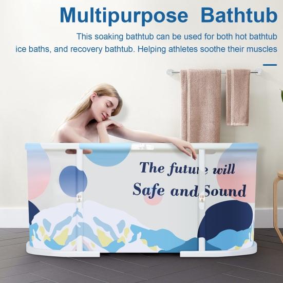 45" Stor Hopfällbar Badkar Extra Stor Hopfällbar Badkar med Plastram Fristående Omgivning Hopfällbar Badkar Familj SPA Blötläggningskar