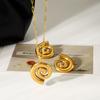 18k Gold Threaded Hoop Pendant Necklace, Light Luxury High-end Jewelry, Titanium Steel Earrings, Non-fading Accessories
