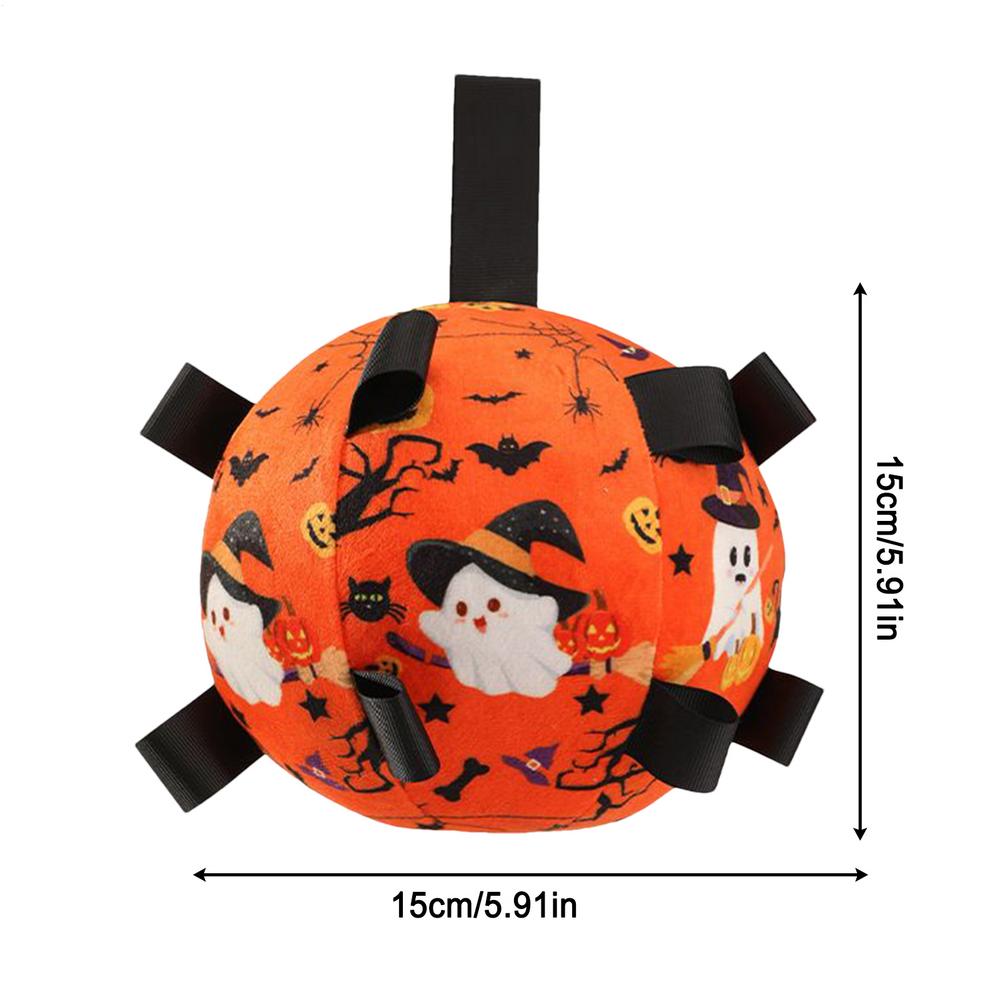 Dog Soccer Ball With Straps Halloween Pet Soccer Ball Interactive Training Bell Toy For Chasing Stimulation Hunting Boredom
