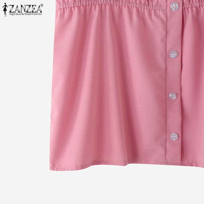 ZANZEA Women Summer Casual Fake Two Piece Patchwork Short Sleeve T-Shirts