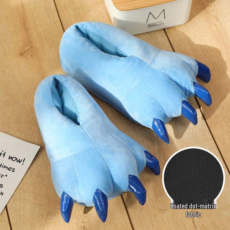 Dinosaur Claw Plush Slippers - Cozy Indoor Cotton for Couples