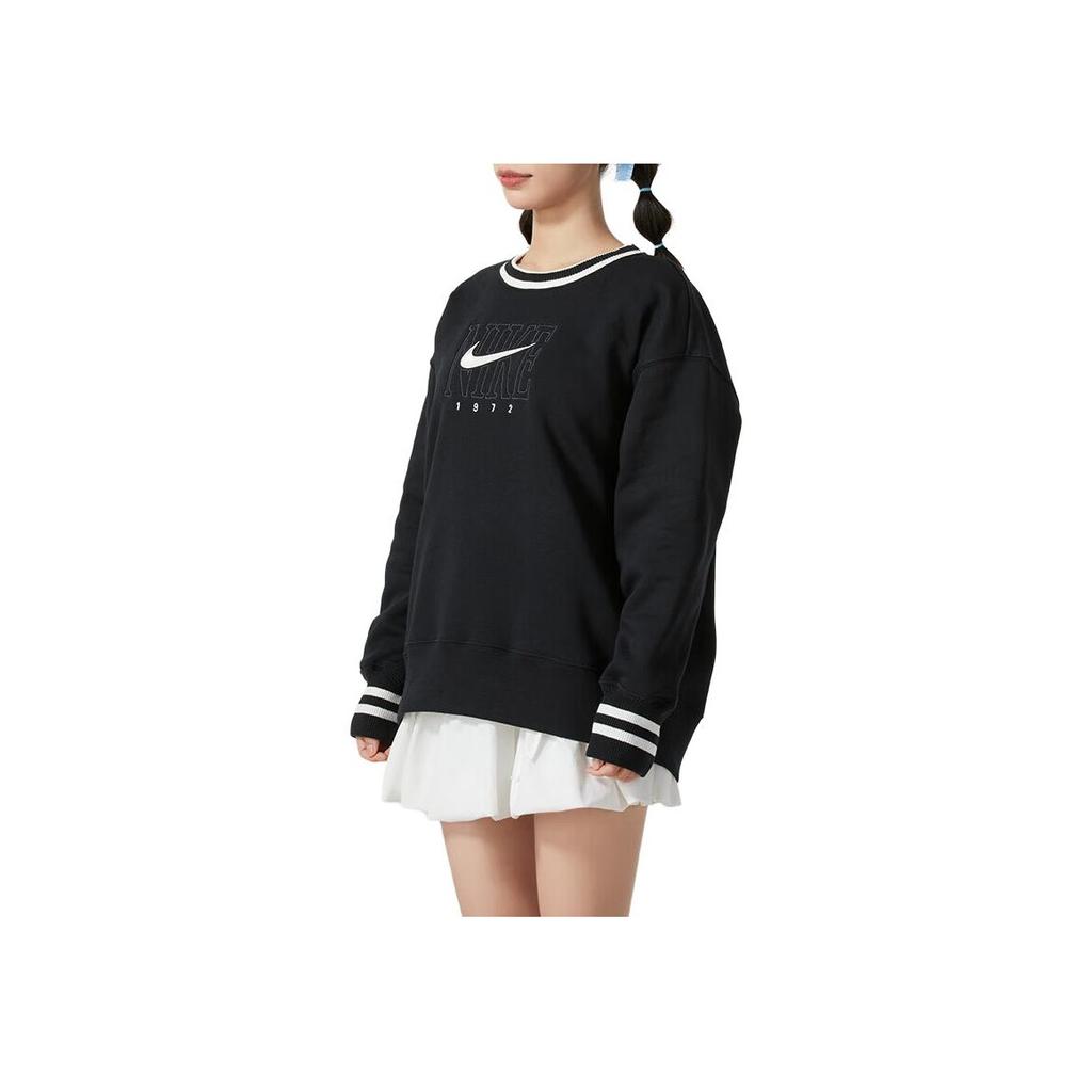Nike 1972 College Style Fashion Striped Pullover Long Sleeve Sweatshirt Women Sweatshirt Black HJ0950010