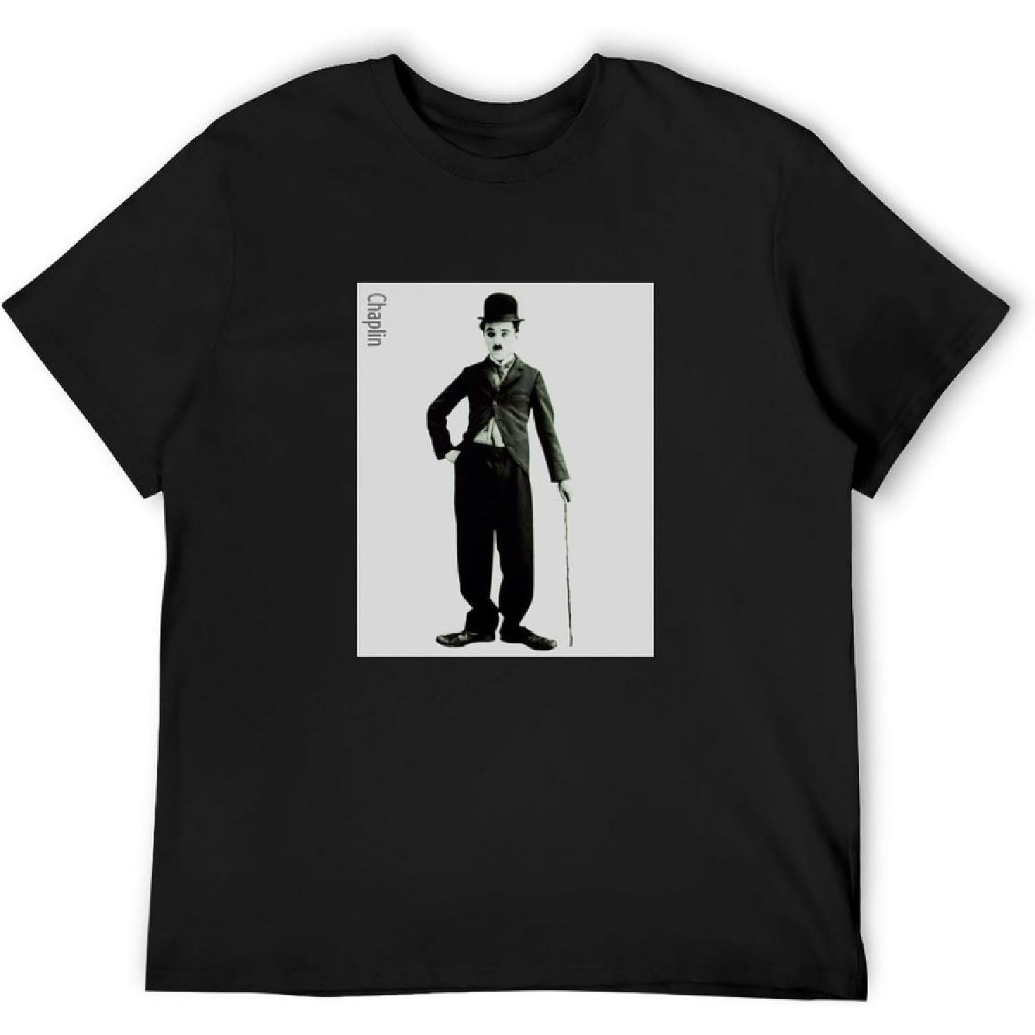 

WANGJIA Charlie Chaplin Tramp Mens Black T-Shirt Unisex Tee Clothing XXXXXL чорний