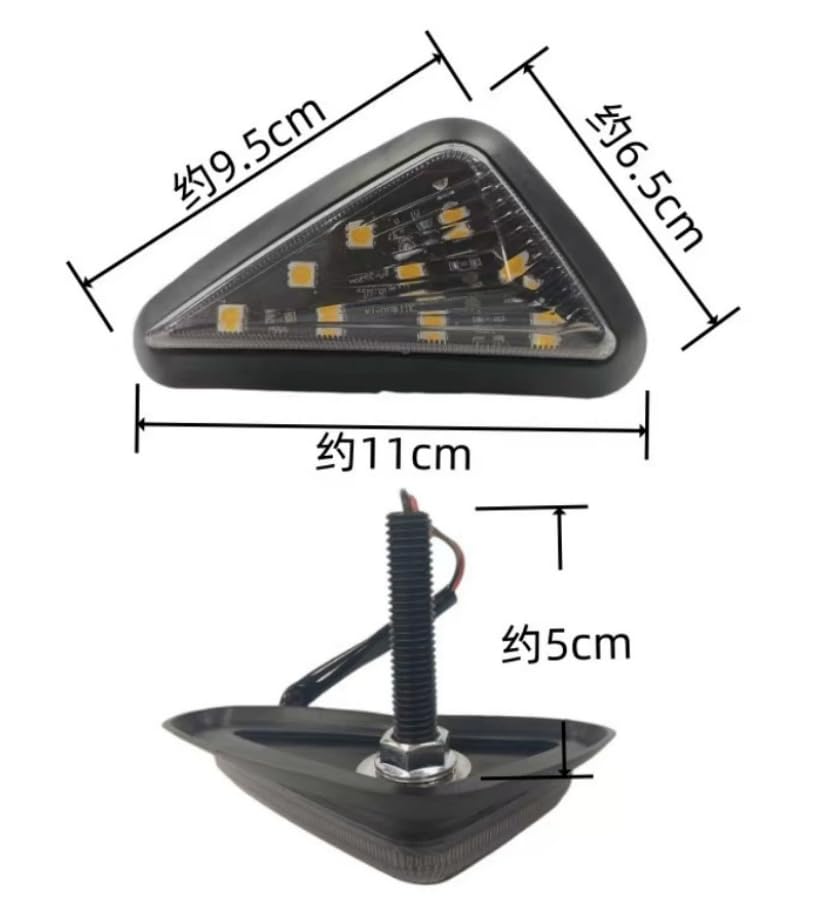 Set of 2 11 LED One Side Universal Motorcycle Turn Signals Side Markers Triangle Clear