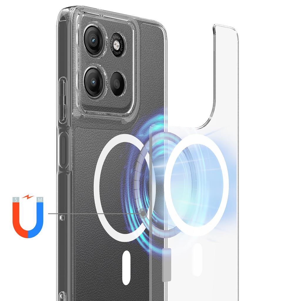 Pro Motorola Moto G15 Power 4G/Motorola Moto G15 4G Průhledný kryt na telefon Kompatibilní s MagSafe TPU+Akrylový zadní kryt