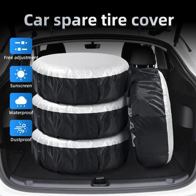 AD 4pcs 13-23 Inch Waterproof Car Spare Wheel Tire Protector Cover Bag for RV Tire Cover Storage Bags With Handle Elastic Rope