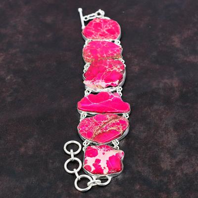 Pink Sea Sediment Jasper Bracelet 925 Sterling Silver Bracelet Adjustable Chain Bracelet Handmade Jewelry Gemstone Bracelet Gift For Bridal
