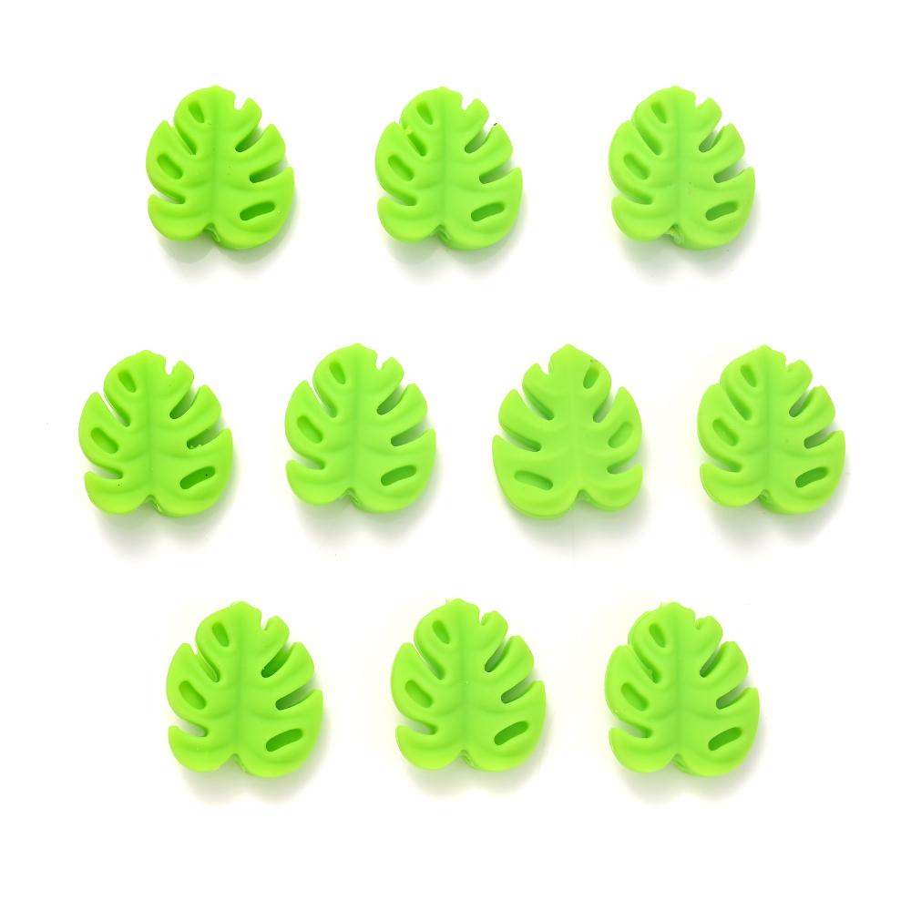 10Pcs Cartoon Leaf Silicone Beads Baby Teether Toy Infant Pacifier Chain Chewable Nursing Teether For DIY Handmade Accessories