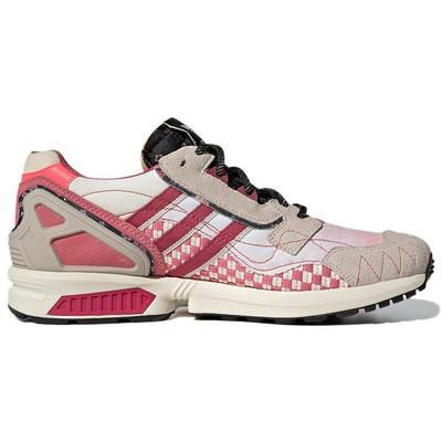 Originals ZX 8000 Textile, Split Suede Breathable Low Top Casual Shoes Unisex Gray Red GV7493