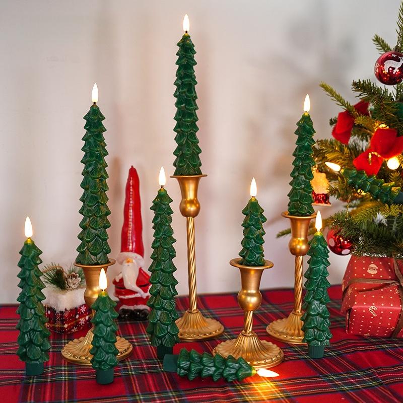 Scandinavian Evergreen LED Candles Minimalist Tree Shaped Flameless Tapers for Calm Winter Home Styling Paraffin LED Candle
