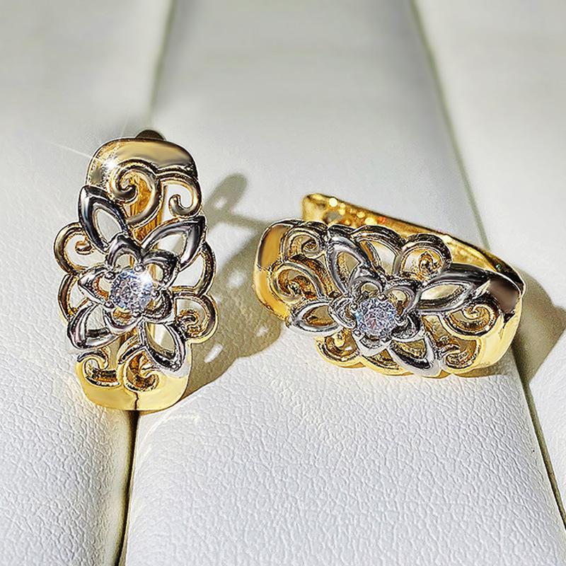 1 para, Modne inkrustowane syntetycznym cyrkoniem, Wykwintne, Ażurowe i Wszechstronne elementy biżuterii