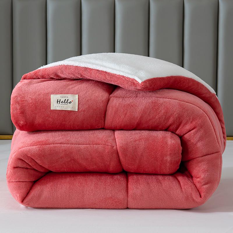 

Утолщенное бархатное зимнее одеяло из овечьей шерсти - Теплое одеяло из кораллового флиса для весны и осени 100x150cm, Random Design