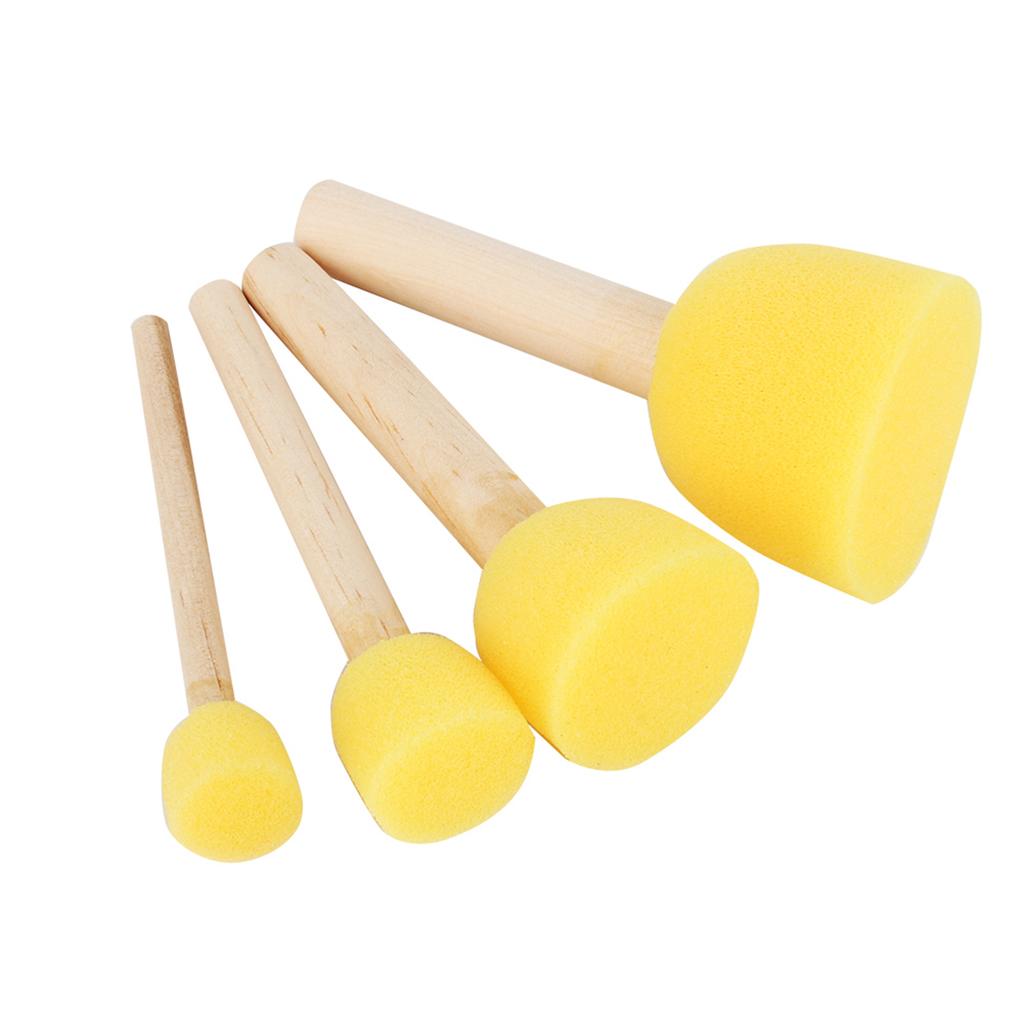 4Pcs Wooden Handle Stencil Sponge Foam Brush Furniture Craft Art Painting Tool