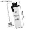 Creative You Pawsed Here Bookmark Cat Waving Black Cat Cat Bookmark Stainless Steel Reading Blessings Bookmark Gift