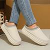 New Fashion Winter Cover Hear Cotton Half Slippers Cashmere Warm Non Slip Thick Bottom Snow Boots Women Outdoor Shoes