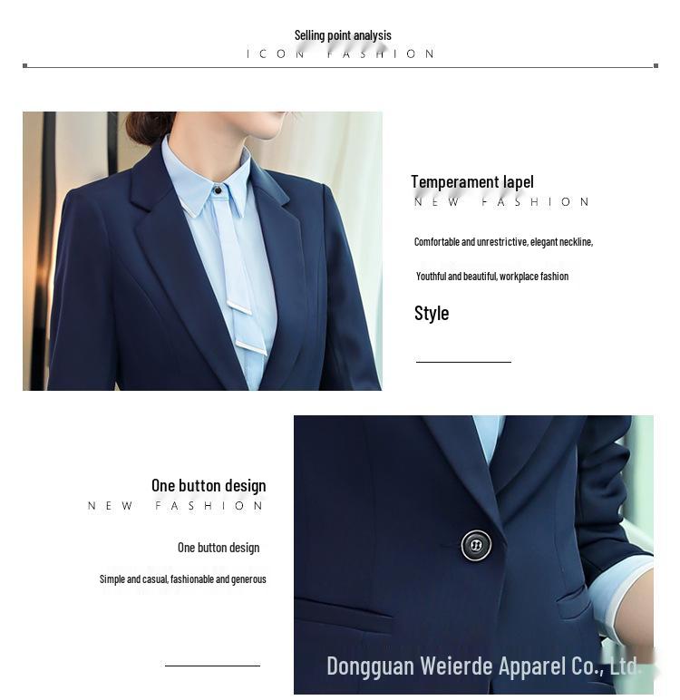 Solid Color Professional Women's Suit for Workwear