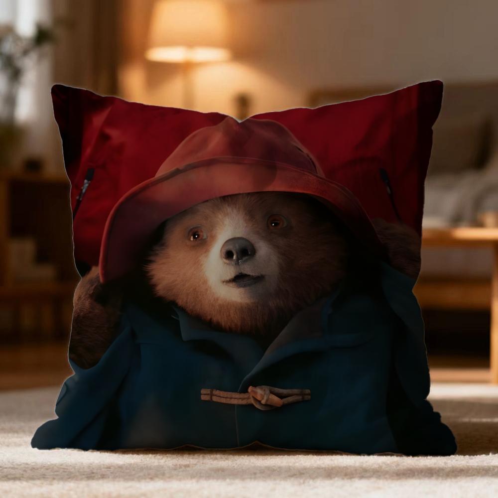 Fashion P-PPaddington Bear Cushion Cover Soft Washable Pillow Case Multi-Scene for Couch Bed Travel Office Use