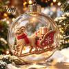 Christmas Gift Embellishments Glowing Story Ornament, Light?Up Mini Holiday Scene Hanging Ball with Warm Party Favors LED Light, Clear Plastic