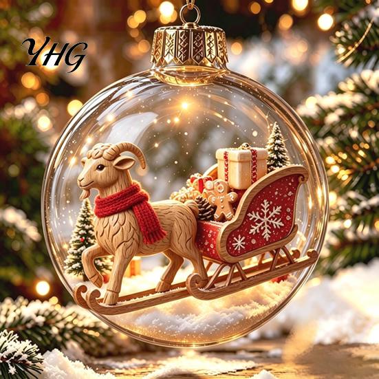 Christmas Gift Embellishments Glowing Story Ornament, Light?Up Mini Holiday Scene Hanging Ball with Warm Party Favors LED Light, Clear Plastic