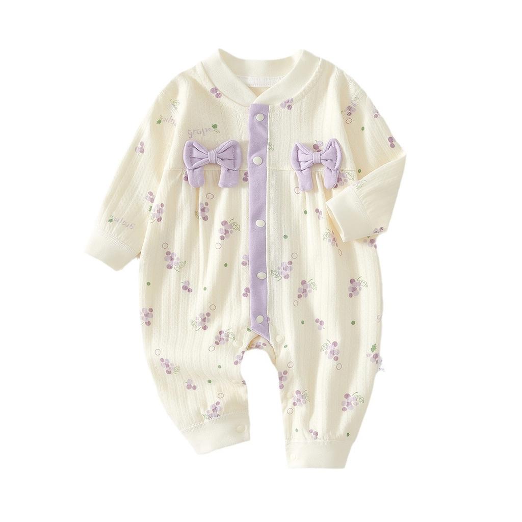 Baby-Mädchen-Strampler, Süßes Langarm-Baby-Einteiler-Outfit, Frühling Herbst Neugeborenen Krabbel-Strampler für Draußen