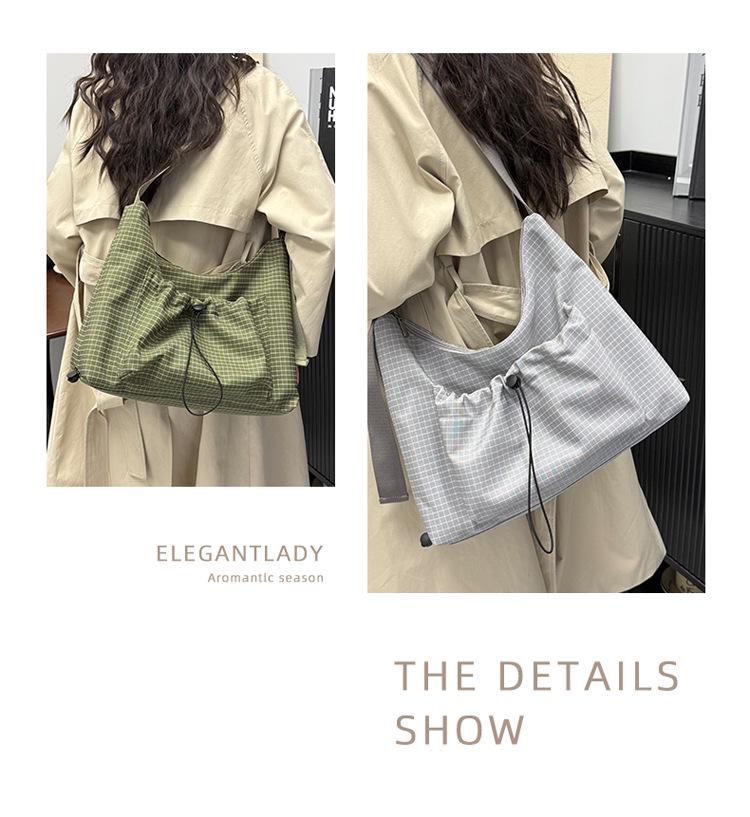 Korean Style Plaid Dumpling Bag: Women's 2026 Versatile Drawstring Crossbody