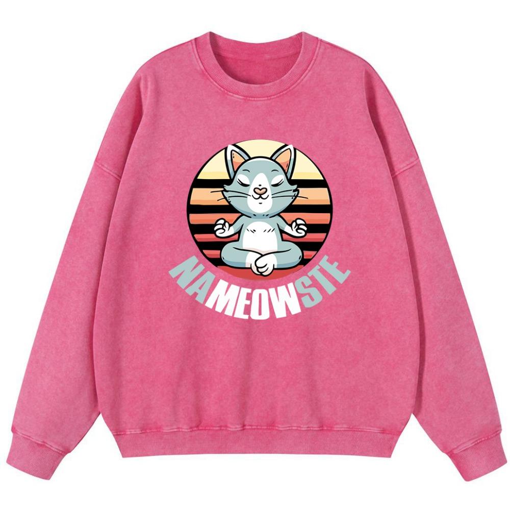 

Женский винтажный хлопковый свитшот для медитации с кошкой, тонкий стиль, корейский крой, пуловер, простой худи оверсайз 3XL