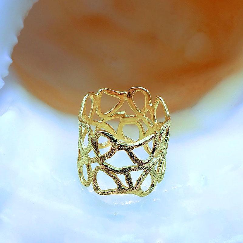 Bague creuse en argent S925, plaqué or, mode exagérée européenne et américaine