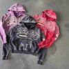 Nadměrná mikina s kapucí Unisex Streetwear Vintage Patchworkový potisk Ležérní Dlouhý rukáv Černá