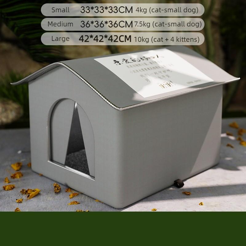 

Fully Enclosed Insulated Cat House with Door Curtain Elevated Waterproof Outdoor Pet Shelter Cats Winter Weatherproof Warm Nest S 33X33X33CM