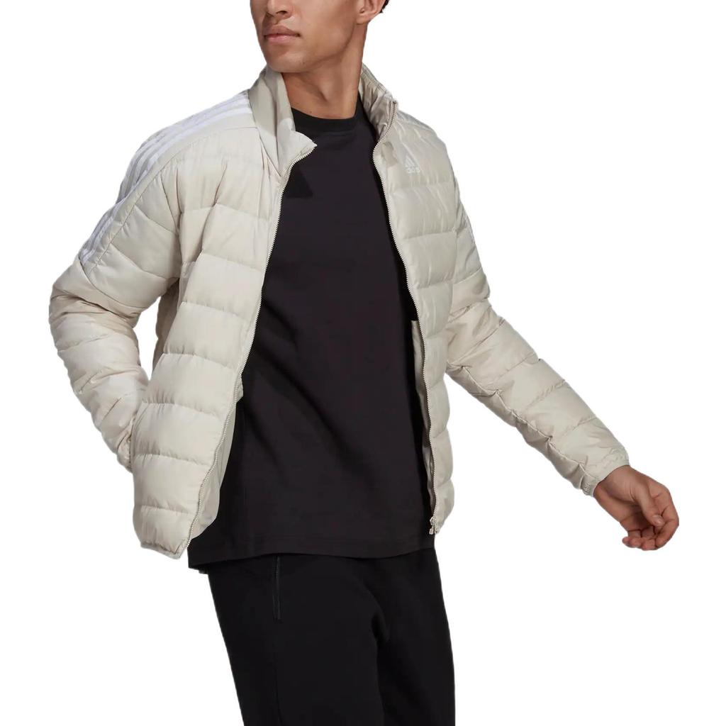 adidas Logo Print Gestreifte Reißverschluss Stehkragen Daunenjacke Herren Oberbekleidung Weiß HK4647