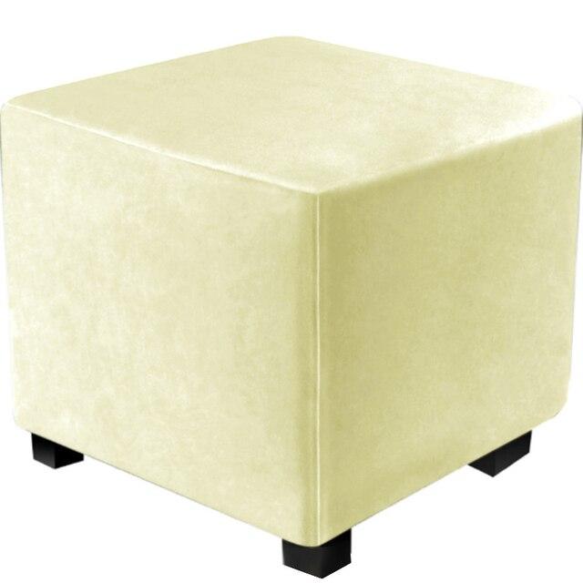 Housse de chaise carrée tout compris, housse de repose-pieds en velours élastique, protection à 360 degrés, housse de pouf pour salon